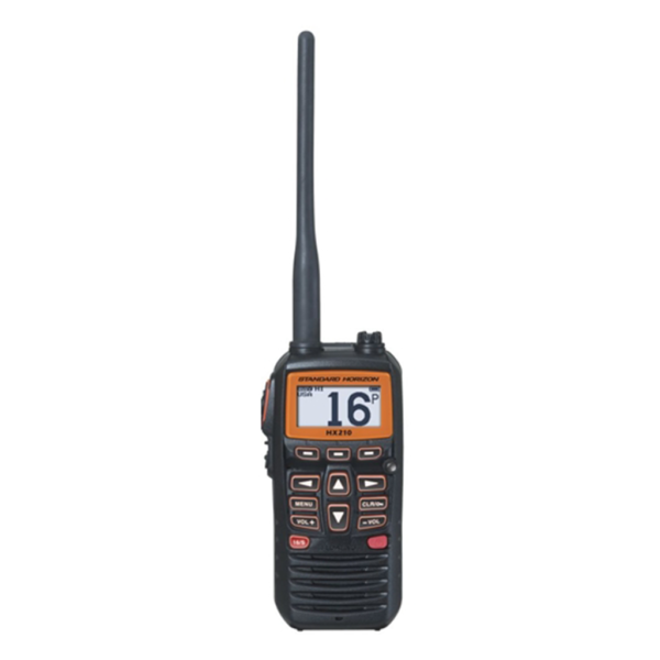 HX210 Portatil banda marina, VHF, 5W, Compacto. Incluye Antena CAT460. Sumergible  IPX7 1m por 30 minutos6 Watt de Potencia Seleccionable.